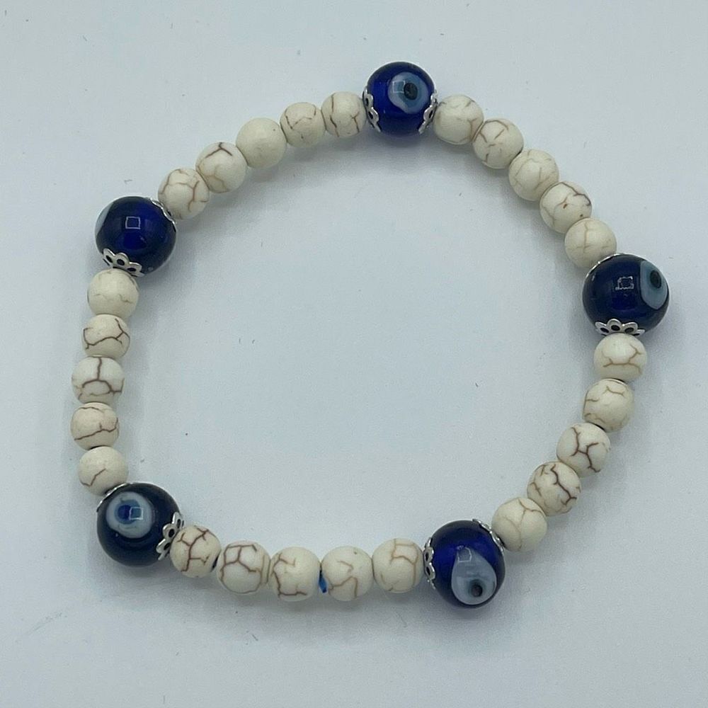 Crystal beaded stretch bracelet ONE NEW evil eye reiki meditation yoga - Picture 9 of 11